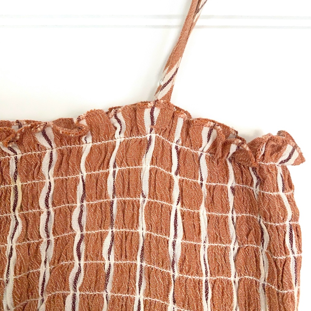 Forever 21 Burnt Orange Smocked Gingham Cropped Top-M - Picture 4 of 5